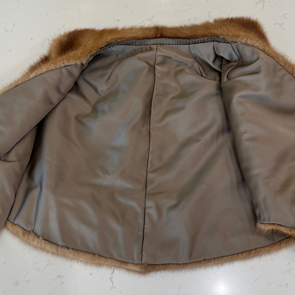 Vintage 1960s EMBA Autumn Haze Mink Fur Stole Capelet Natural Brown Wrap - Picture 8 of 14